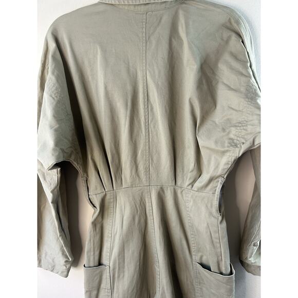 Zara Long Tan Cargo Jumpsuit Cotton Small Missing Belt 4661/337 Utility Chore - Picture 14 of 16